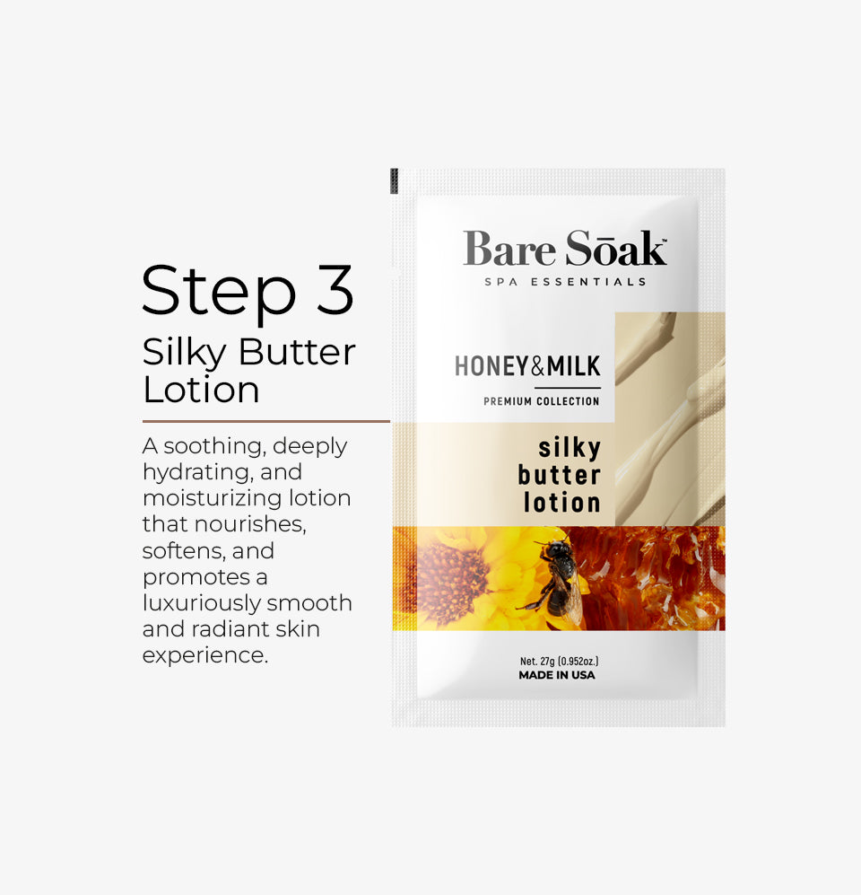 Bare Soak 3 Steps Kit – Honey & Milk Scent packaging.