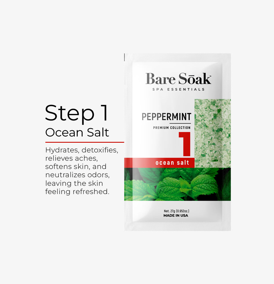 3 Steps Kit – Peppermint Scent | Bare Soak Spa Essentials (Case Pack of 95 Kits)