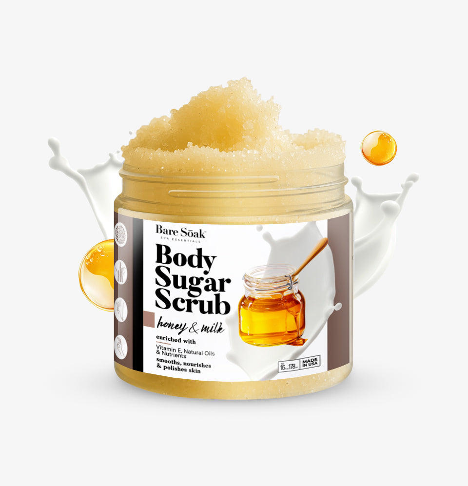 Body Sugar Scrub – Honey & Milk Scent (16oz)