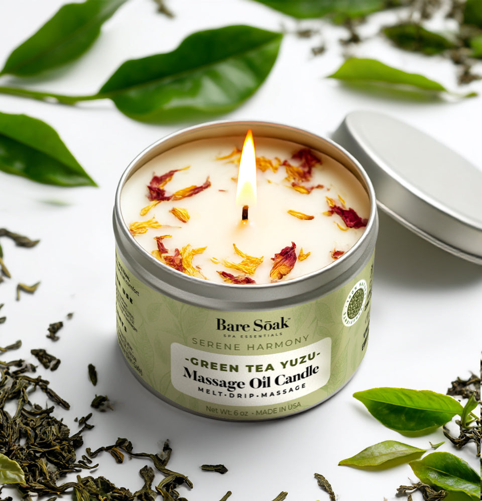 Floral 6oz Massage Oil Candle – Green Tea Yuzu