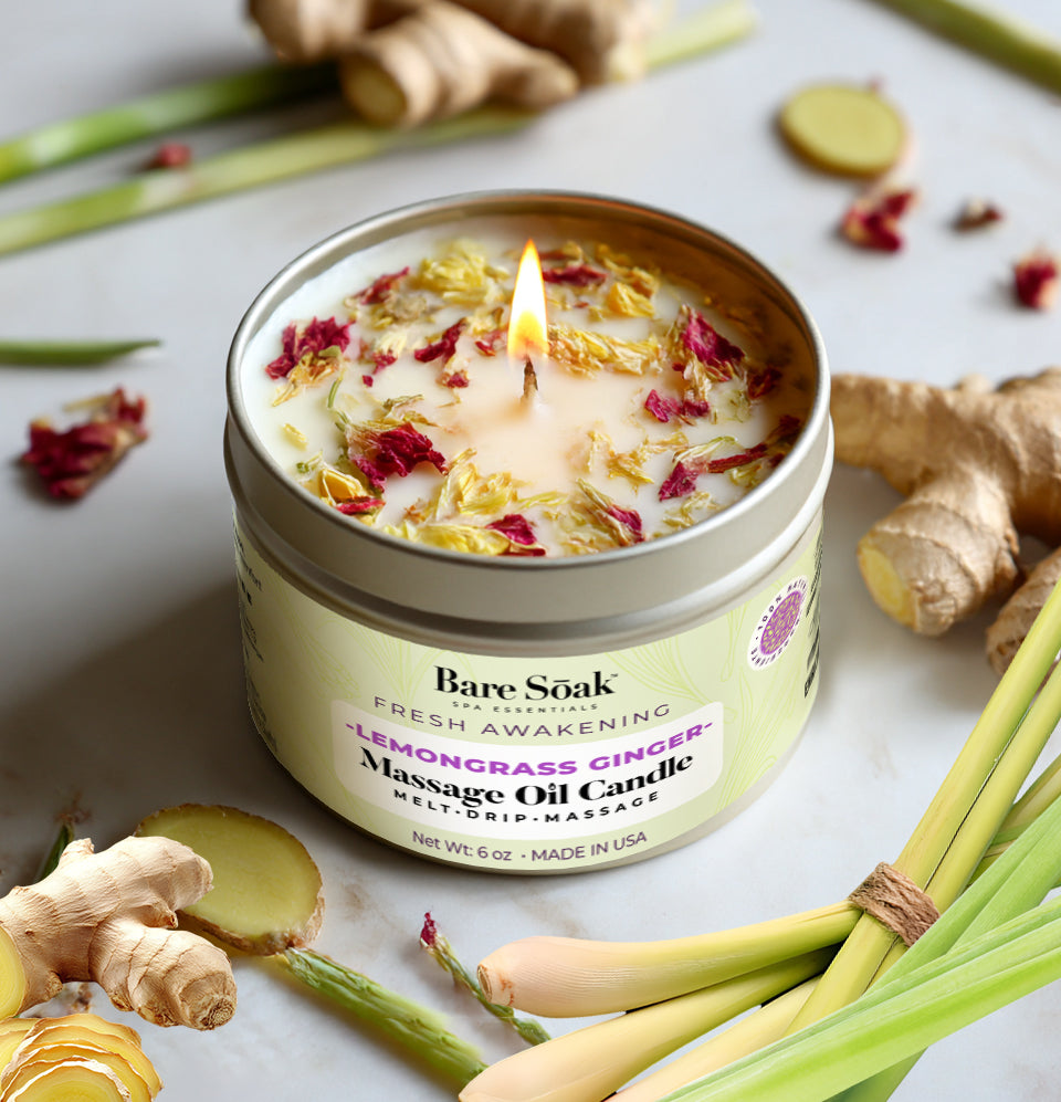 Floral 6oz Massage Oil Candle – Lemongrass Ginger