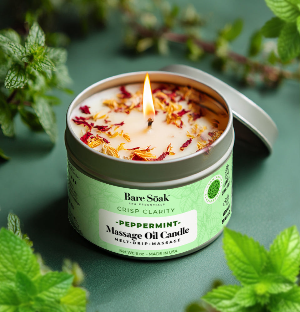 Floral 6oz Massage Oil Candle – Peppermint