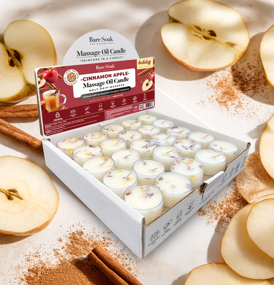 Floral Tea Light Massage Oil Candle – Cinnamon Apple (50pc)