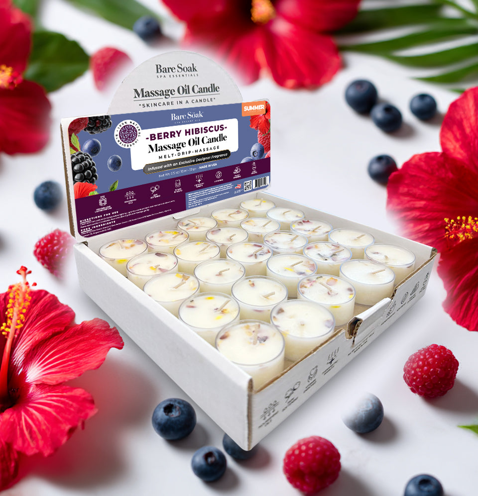 Floral Tea Light Massage Oil Candle – Berry Hibiscus (50pc)