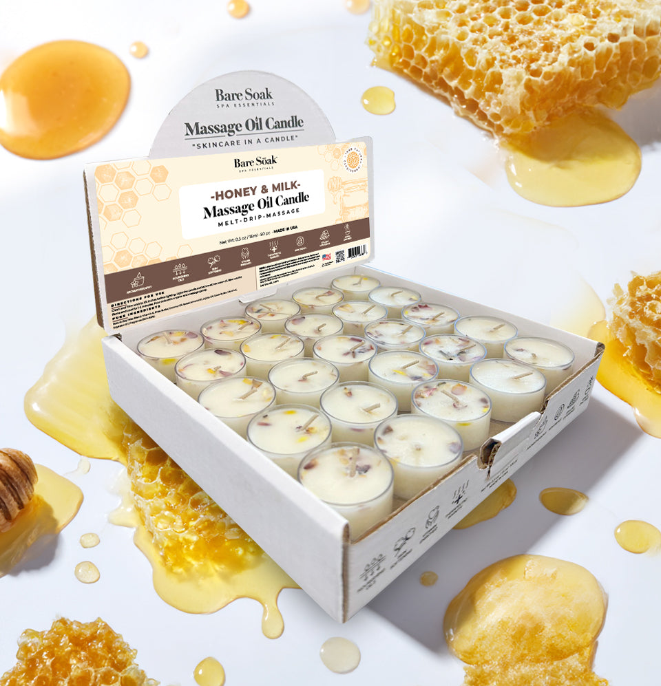 Floral Tea Light Massage Oil Candle – Honey & Milk(50pc)