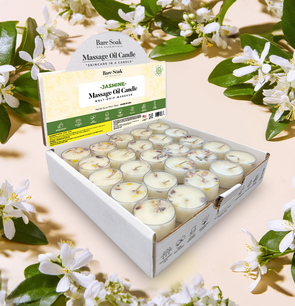 Floral Tea Light Massage Oil Candle – Jasmine (50pc)