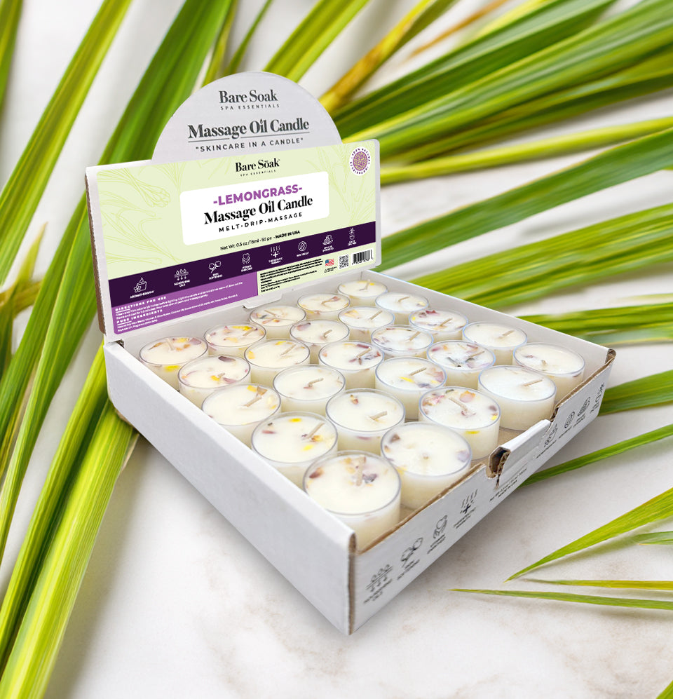 Floral Tea Light Massage Oil Candle – Lemongrass (50pc)