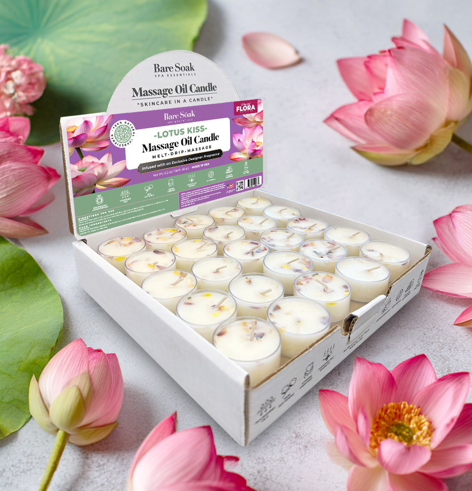 Floral Tea Light Massage Oil Candle – Lotus Kiss (50pc)