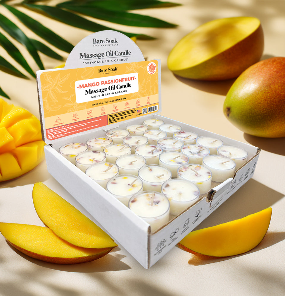 Floral Tea Light Massage Oil Candle – Mango Lush (50pc)