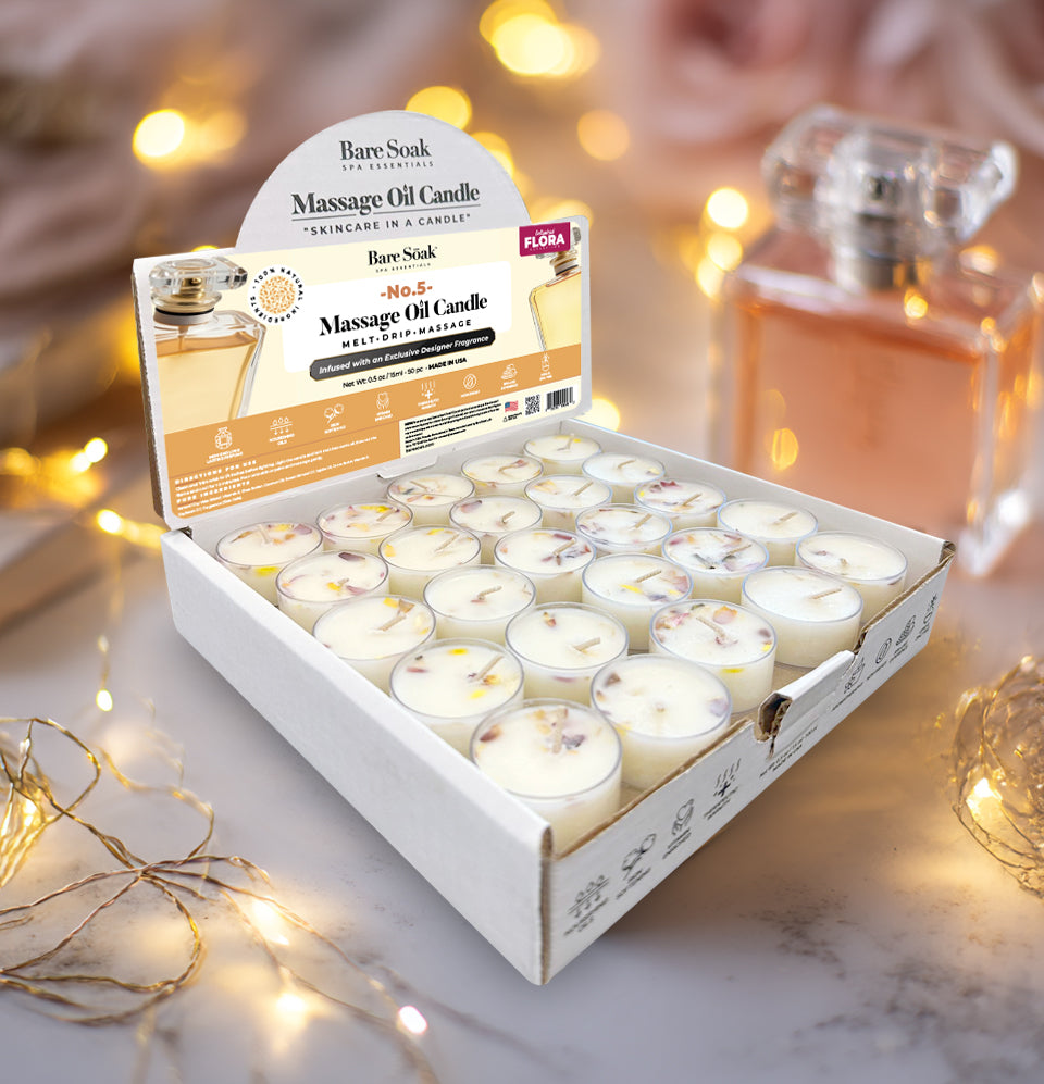 Floral Tea Light Massage Oil Candle – No.5 Perfume (50pc)
