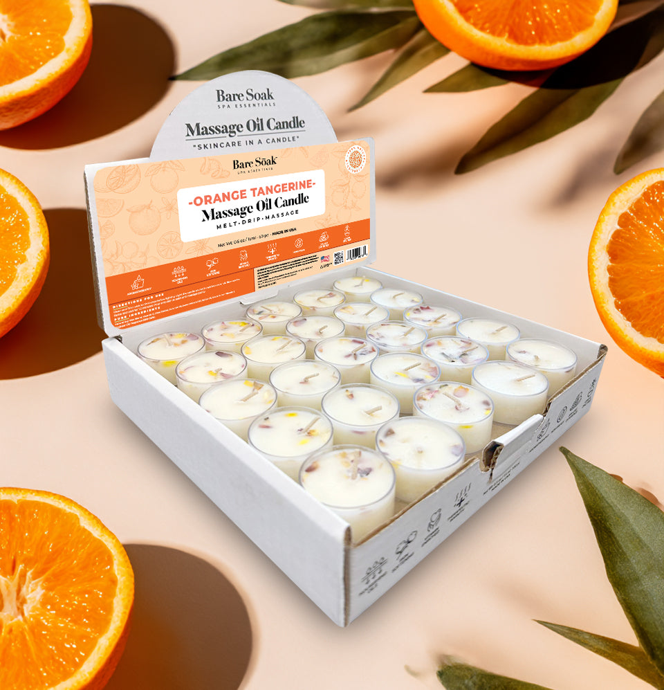 Floral Tea Light Massage Oil Candle – Orange (50pc)