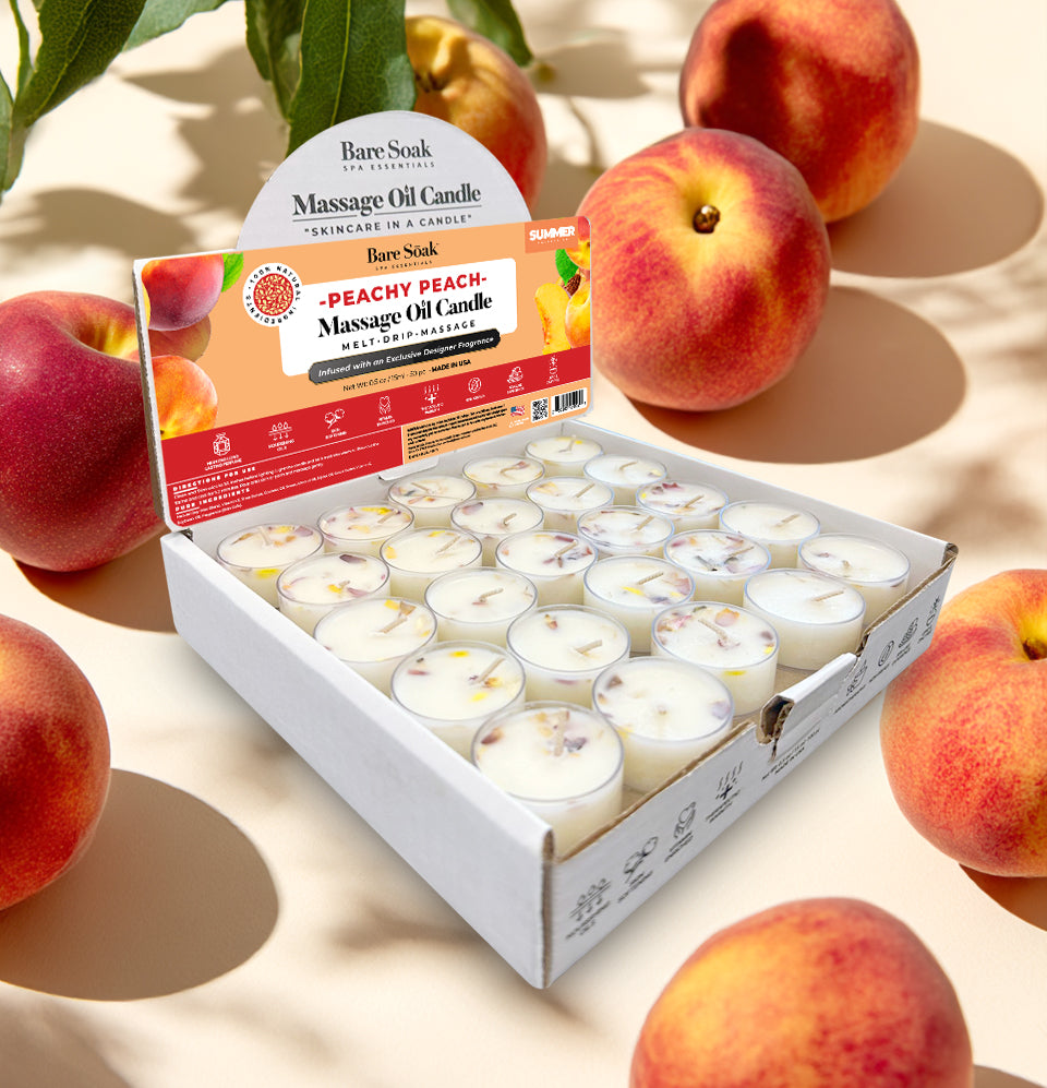 Floral Tea Light Massage Oil Candle – Peachy Peach (50pc)