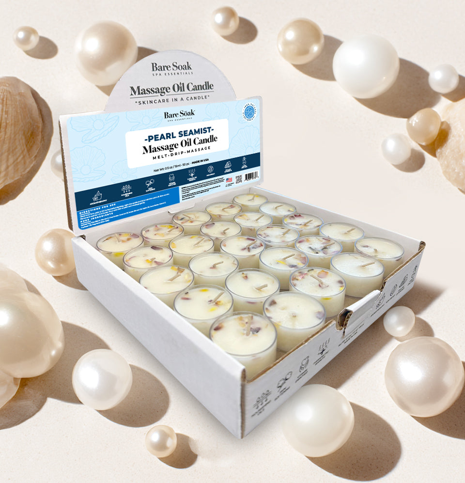 Floral Tea Light Massage Oil Candle – Pearl (50pc)