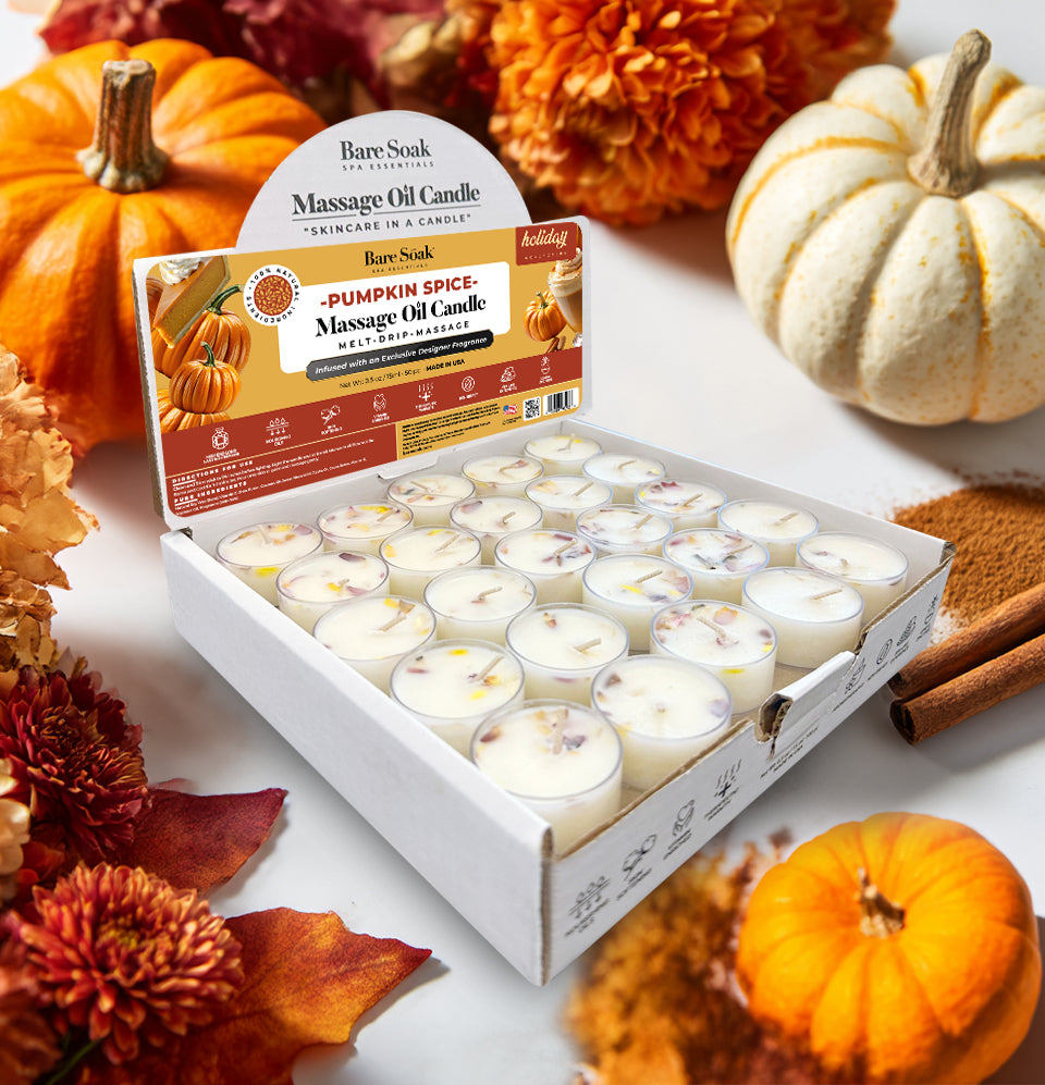 Floral Tea Light Massage Candle – Pumpkin Spice (50pc)