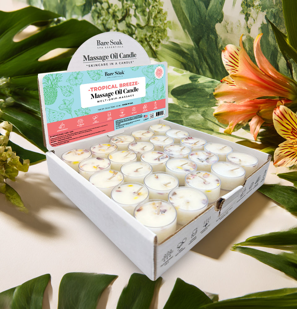 Floral Tea Light Massage Candle – Tropical Breeze (50pc)