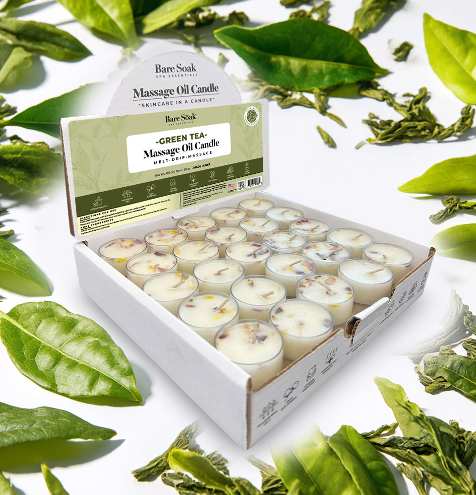 Floral Tea Light Massage Oil Candle – Green Tea (50pc)