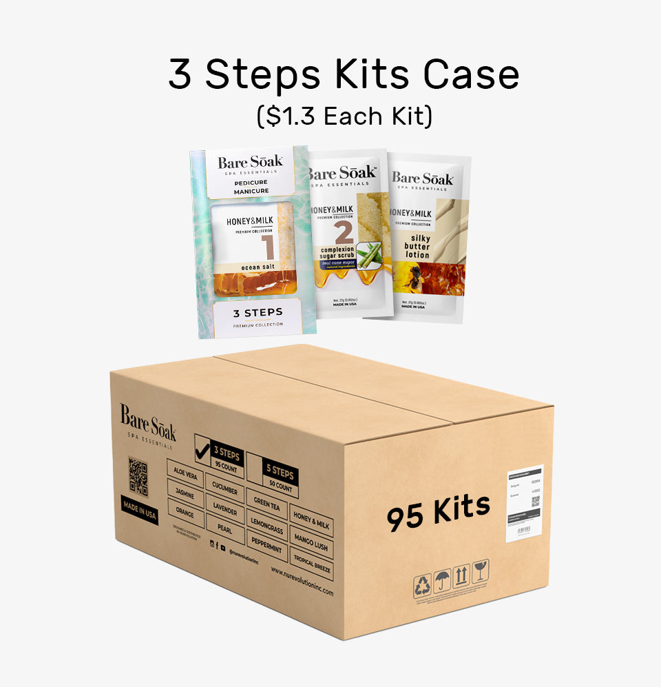 Bare Soak 3 Steps Kit – Honey & Milk Scent packaging.
