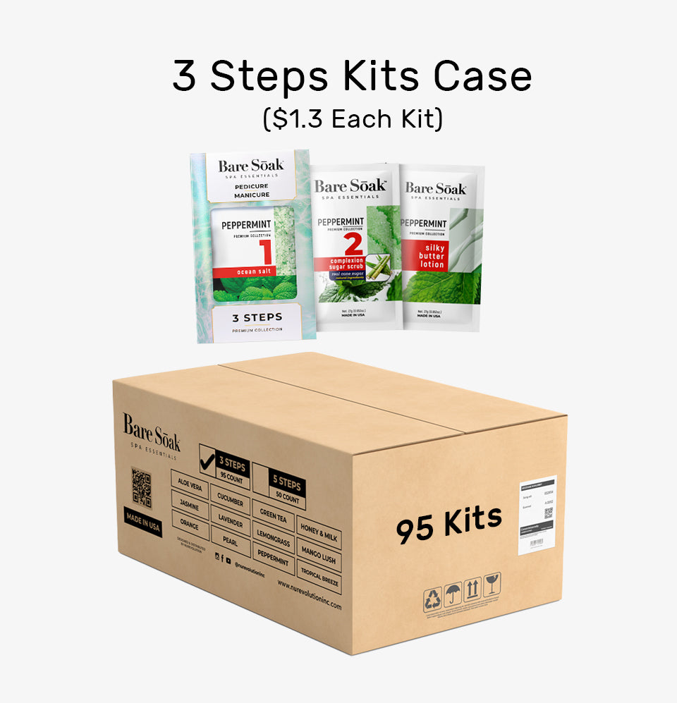 Bare Soak 3 Steps Kit – Peppermint Scent packaging.