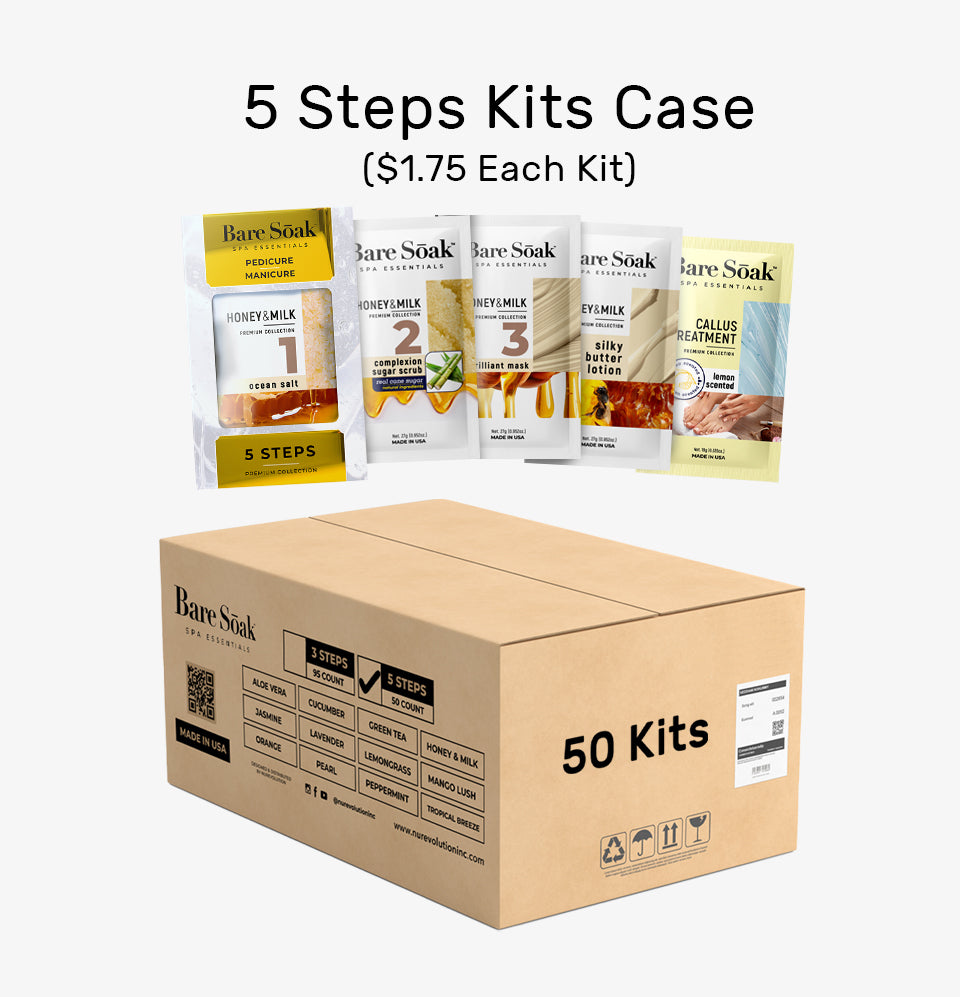 Bare Soak 5 Steps Kit – Honey & Milk Scent packaging.