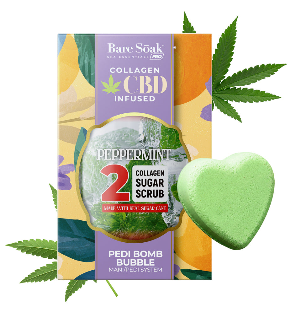 Peppermint - Collagen CBD Infused Pedi Bomb • 4 Steps Kit