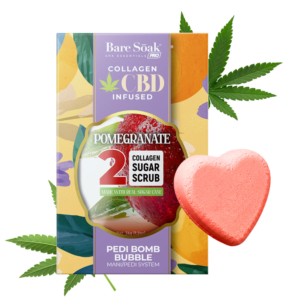 Pomegranate - Collagen CBD Infused Pedi Bomb • 4 Steps Kit