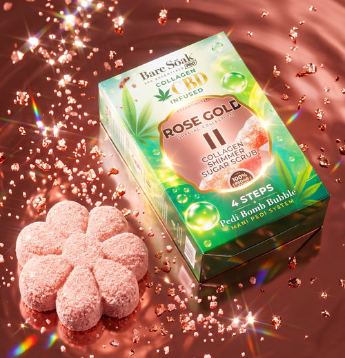Rose Gold Shimmer - Collagen CBD Infused Pedi Bomb • 4 Steps Kit