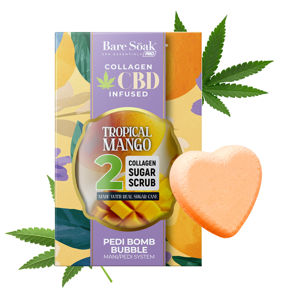 Tropical Mango - Collagen CBD Infused Pedi Bomb • 4 Steps Kit