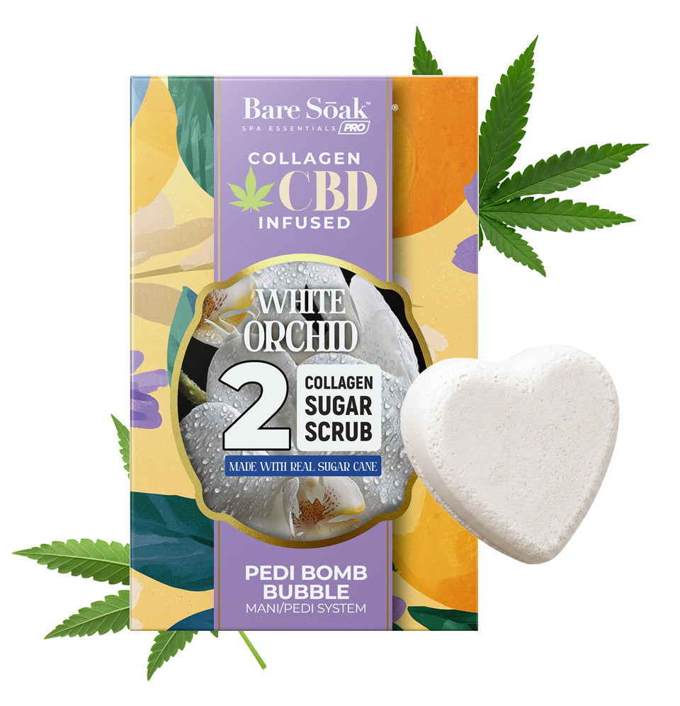 White Orchid- Collagen CBD Infused Pedi Bomb • 4 Steps Kit
