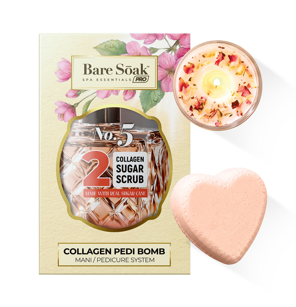 Collagen Foaming/Bubble Pedi Bomb and Massage Candle • 5 Steps Kit - No.5