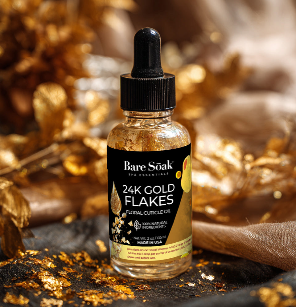 Floral Cuticle Oil 2oz - 24K Gold Flakes