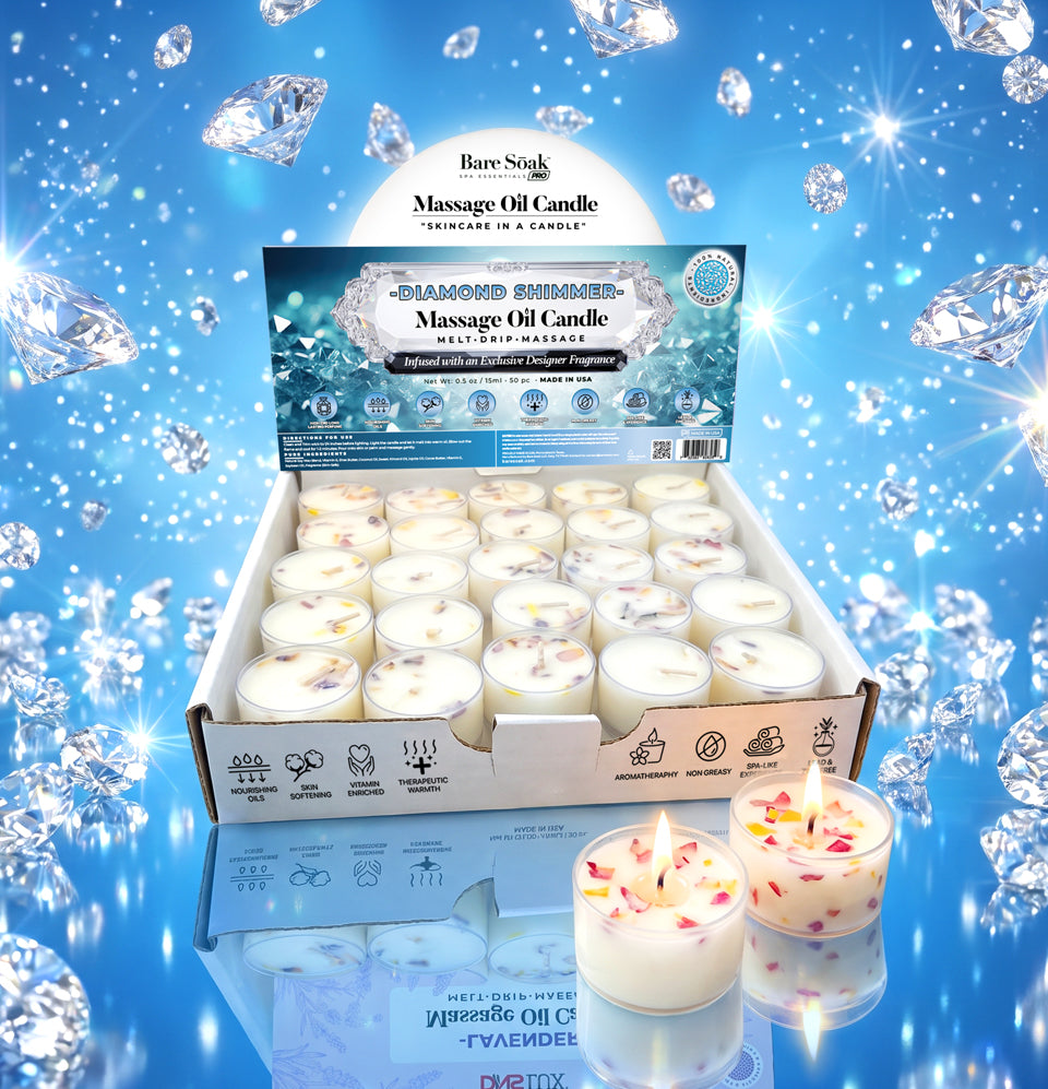 Floral Tea Light Massage Candle – Diamond Shimmer (50pc)