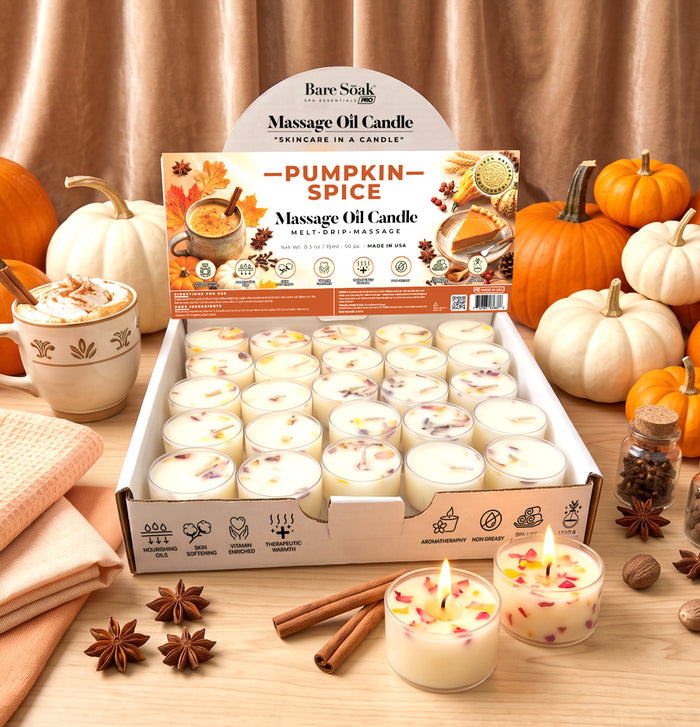 Floral Tea Light Massage Candle – Pumpkin Spice (50pc)